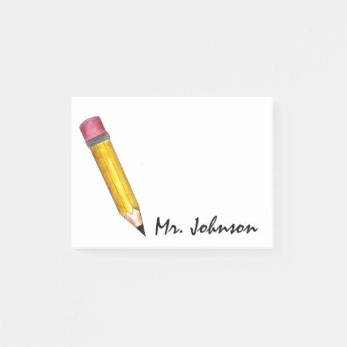 Personalized Sharp Yellow 2 Pencil Teacher School Post_it Notes