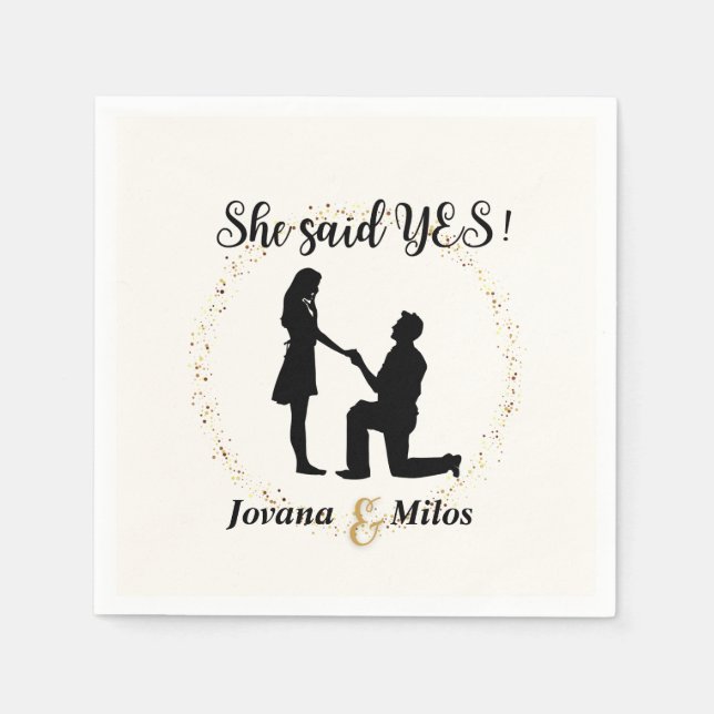 Personalized She said Yes Engagement Plate  Napkins (Front)