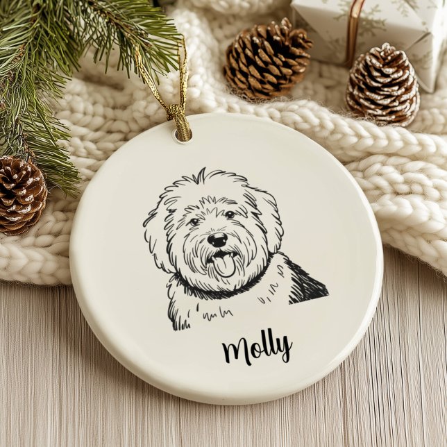 Personalized Sheepdog Dog Christmas Ceramic Ornament (Creator Uploaded)