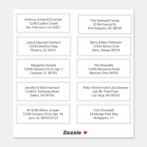 Personalized Sheet of 10 Address Labels