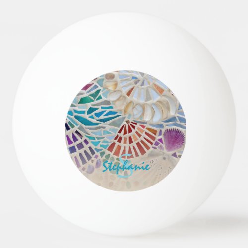Personalized Shell Mosaic  Ping Pong Ball
