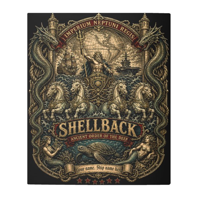 Personalized Shellback Navy Equator Crossing Metal Print (Front)
