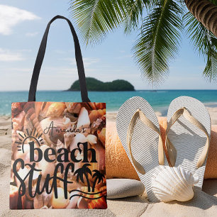 Personalized shells "Beach stuff" Tote Bag