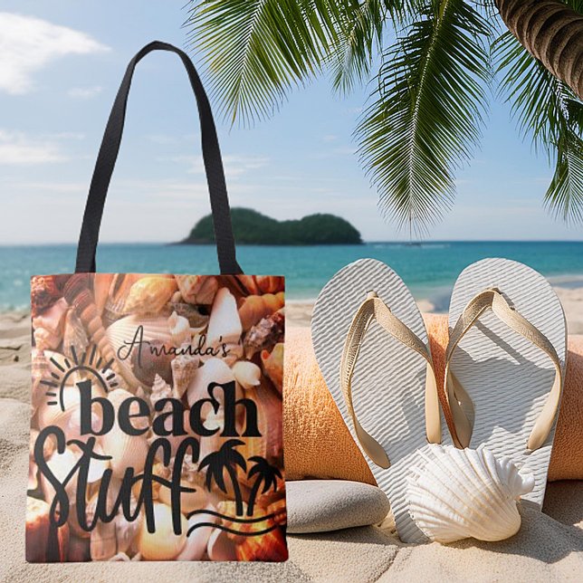 Personalized shells  "Beach stuff"  Tote Bag (Creator Uploaded)