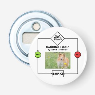 Personalized Sheltie Dog Barking Logic Photo Name Bottle Opener