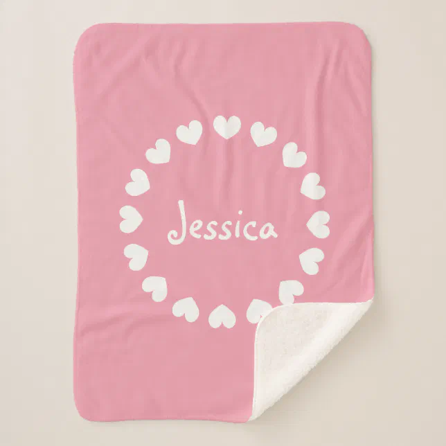 Personalized Sherpa Fleece Baby Blanket With Heart Zazzle