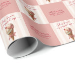 Personalized She's Been Scooped Up Bridal Shower Wrapping Paper<br><div class="desc">Wrap your bridal shower gifts in sweet style with our "She's Been Scooped Up" personalized wrapping paper! This delightful ice cream themed gift wrap features charming pink and white parlor stripes and an adorable ice cream cone design, beautifully complemented by the playful "She's Been Scooped Up" script. Easily customize this...</div>
