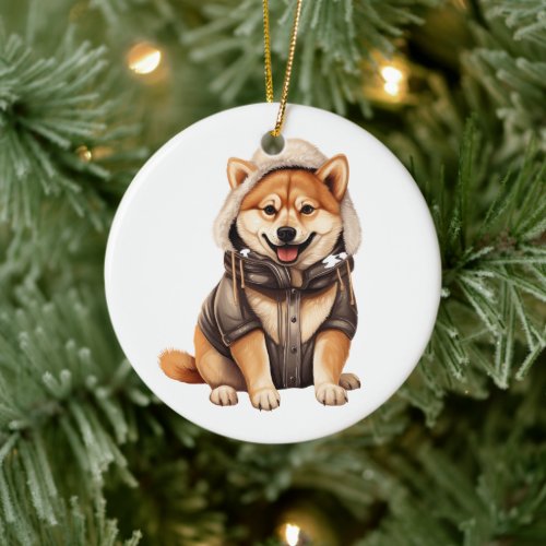 Personalized Shiba Inu Dog Ceramic Ornament