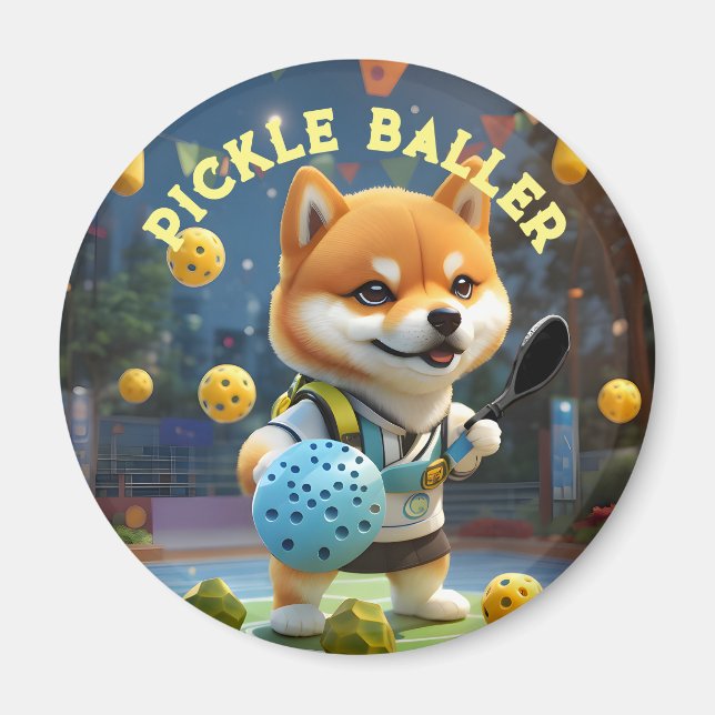 Personalized Shiba Inu Pickleball Paddle Magnet (Front)