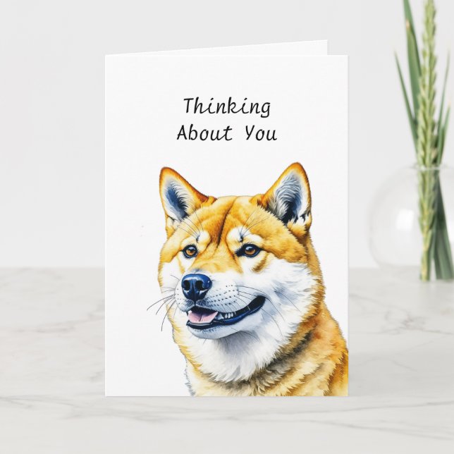 Personalized Shiba Inu Thinking About You Card (Front)