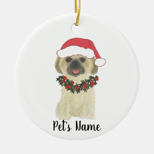 Personalized Shih Tsu Blond Tan Golden Ceramic Ornament