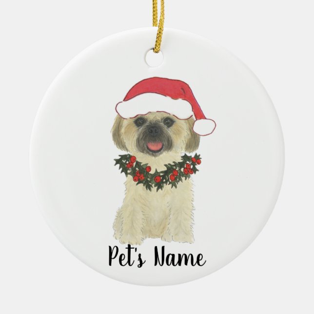 Personalized Shih Tsu (Blond Tan Golden) Ceramic Ornament (Front)