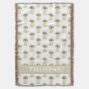 Personalized Shih Tzu (Blonde Tan Golden) Tan Throw Blanket