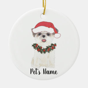 Personalized Shih Tzu (Brown & White) Ceramic Ornament