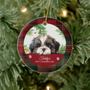 Personalized Shih Tzu Christmas Ceramic Ornament