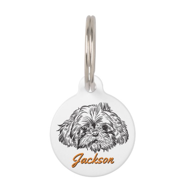 Personalized Shih Tzu Dog Lover Custom Name Pet ID Tag (Front)