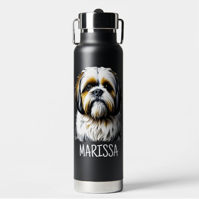 Personalized Shih Tzu | Dog Mom Water Bottle (Front)