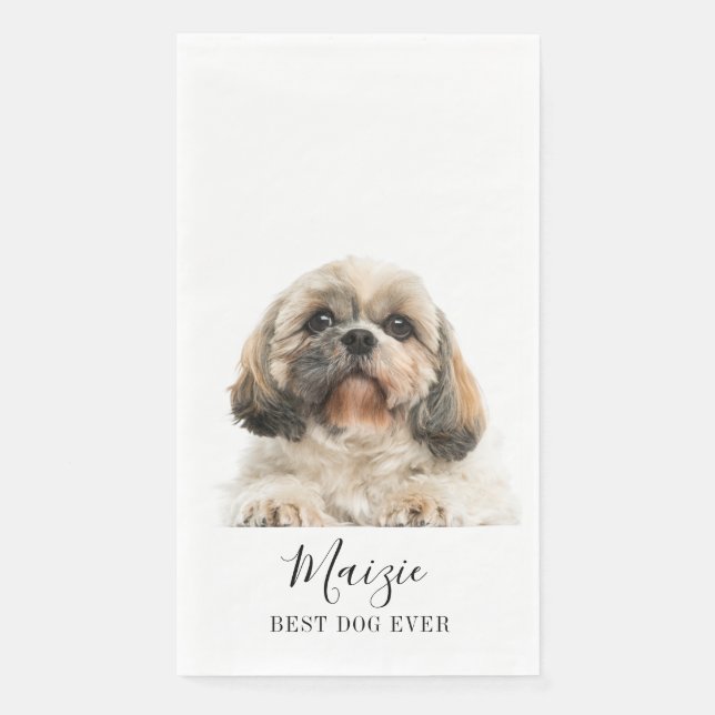 Personalized Shih Tzu Dog Pet Photo Personalized Paper Guest Towels (Front)