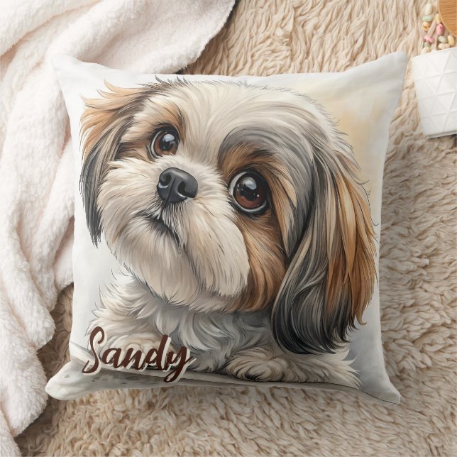 Personalized Shih Tzu Lover Throw Pillow (Blanket)