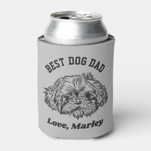 Personalized Shih Tzu Maltese Dog Dad Custom Text Can Cooler