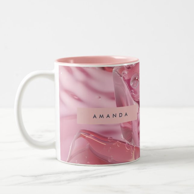 Personalized Shimmer Glossy Pink Ice Two-Tone Coffee Mug (Left)