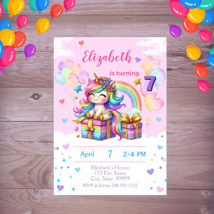 Personalized Shimmer Unicorn Birthday Invitation