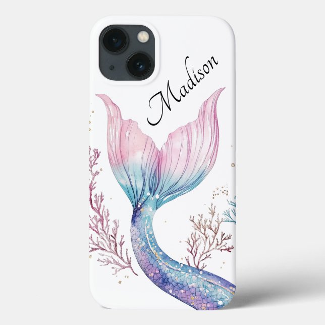 Personalized Shimmering Mermaid Tail Phone Case (Back)