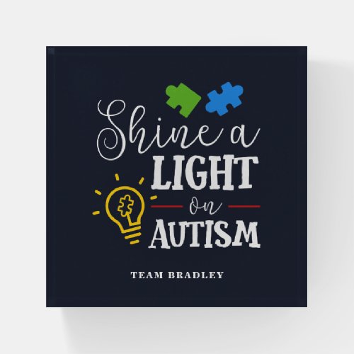Personalized Shine A Light on Autism Awareness Paperweight
