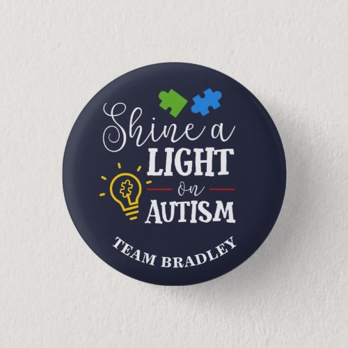 Personalized Shine A Light on Autism Matching Team Button