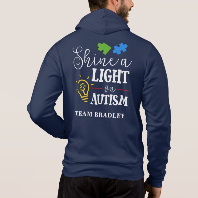 Personalized Shine A Light on Autism Matching Team Hoodie (Back)