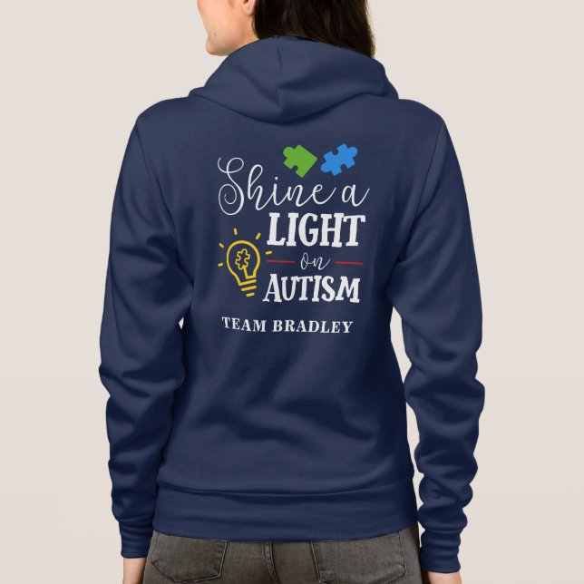 Personalized Shine A Light on Autism Matching Team Hoodie (Back)
