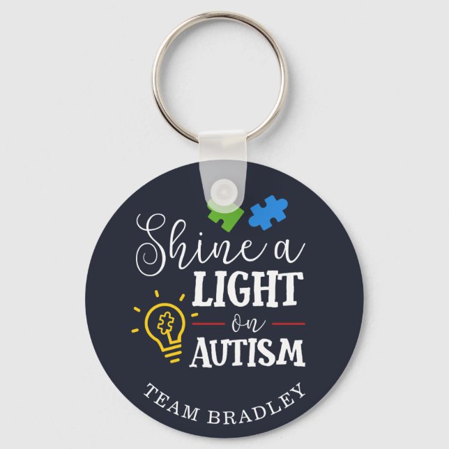 Personalized Shine A Light on Autism Matching Team Keychain (Front)