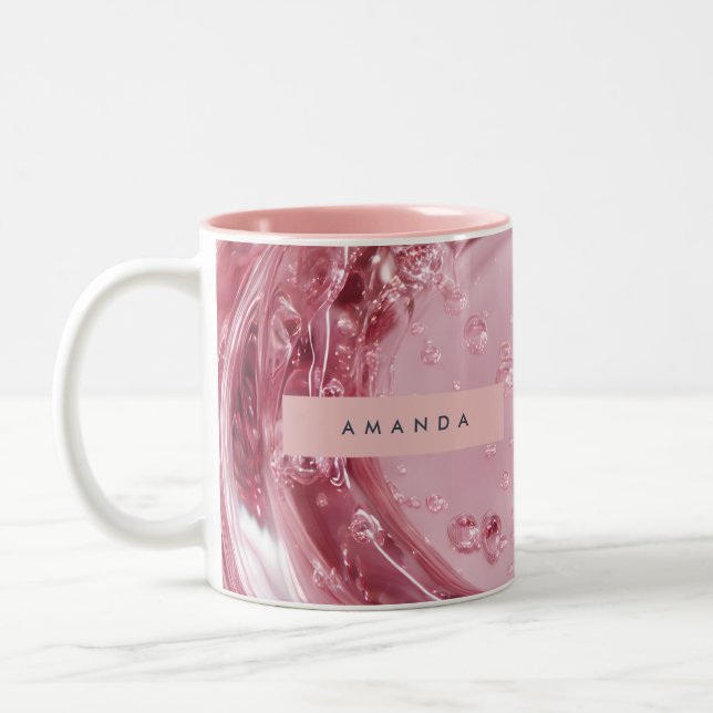 Personalized Shiny Blush Marble Effect Two-Tone Coffee Mug (Left)