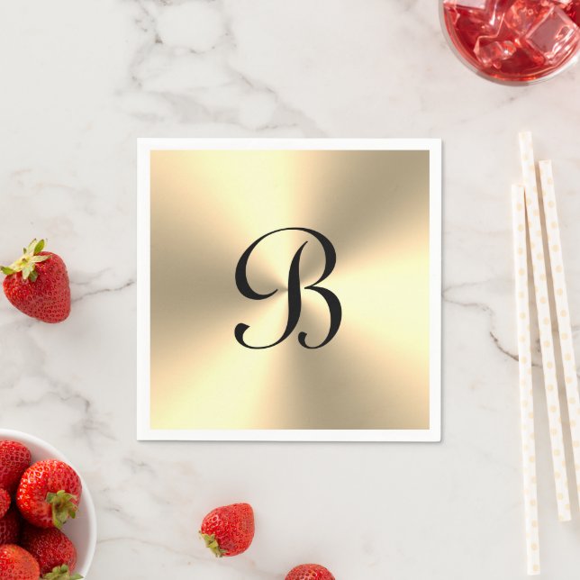 Personalized shiny gold metallic custom monogram napkins (Insitu)
