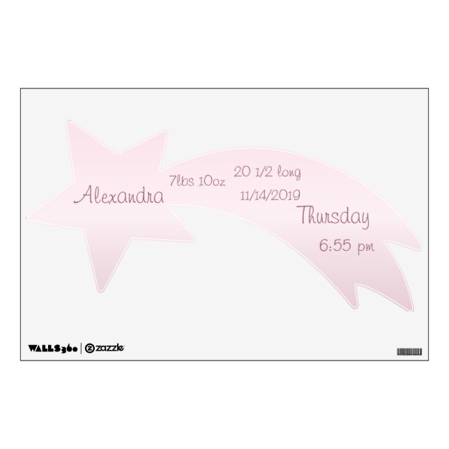 Personalized Shooting Star Baby Stats Wall Decal (Front)