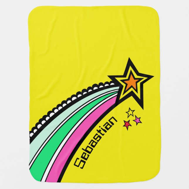 Personalized Shooting Star Space  Baby Blanket (Front)