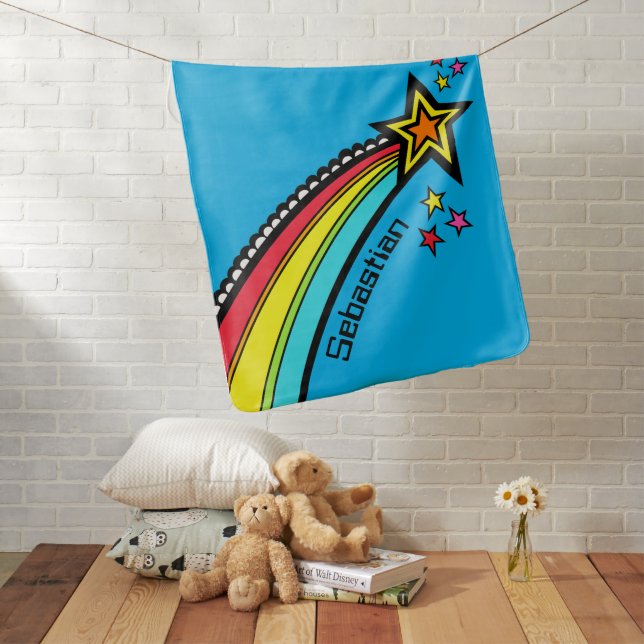 Personalized Shooting Star Space Baby Blanket (In Situ)