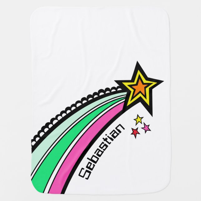 Personalized Shooting Star Space  Baby Blanket (Front)