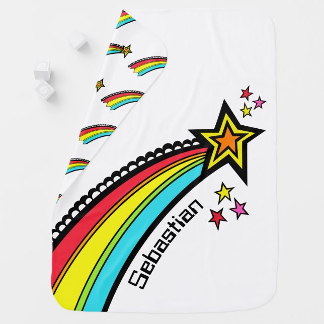 Personalized Shooting Star Space Baby Blanket (In Situ)