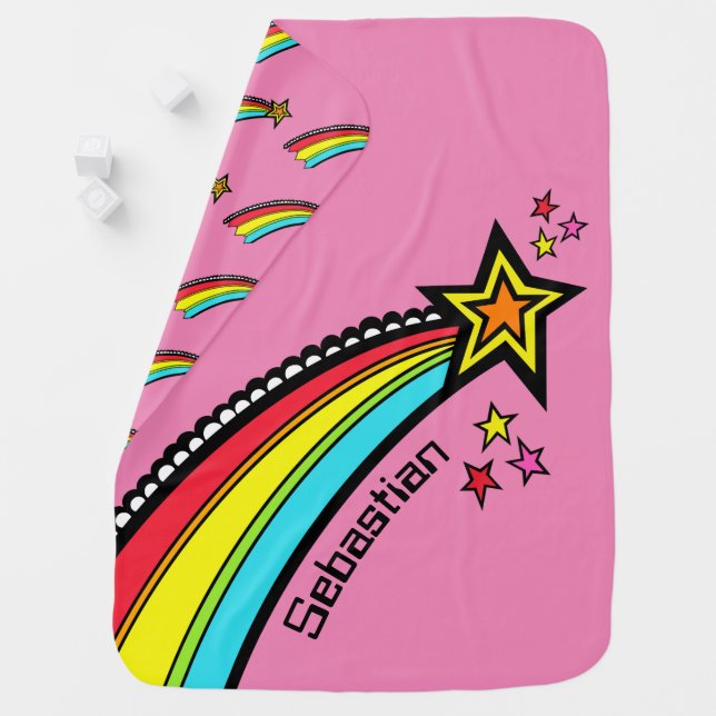 Personalized Shooting Star Space Baby Blanket (In Situ)