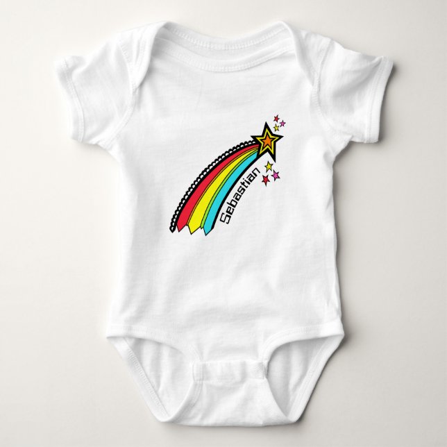 Personalized Shooting Star Space Baby Bodysuit (Front)