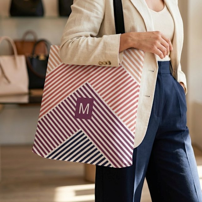 Personalized Shopping Bag With Stripes Art Pattern (Creator Uploaded)