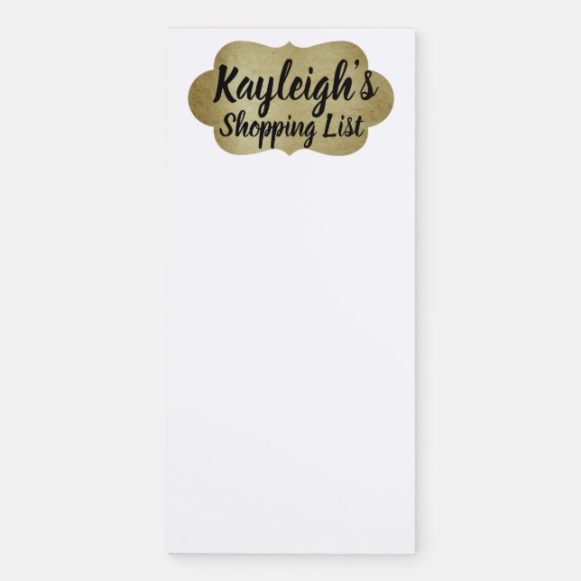 Personalized Shopping List Magnetic Notepad (Front)
