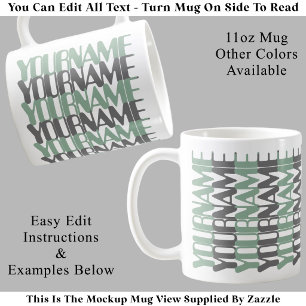 Personalized Short Custom Name Grn Hidden Message Coffee Mug