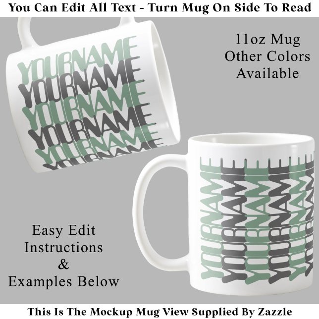 Personalized Short Custom Name Grn Hidden Message Coffee Mug (Creator Uploaded)