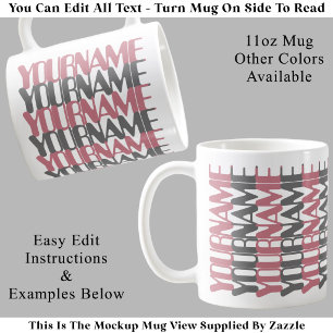Personalized Short Custom Name Pink Hidden Message Coffee Mug