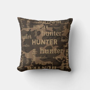 Personalized Shorter Name Brown Camo Throw Pillow