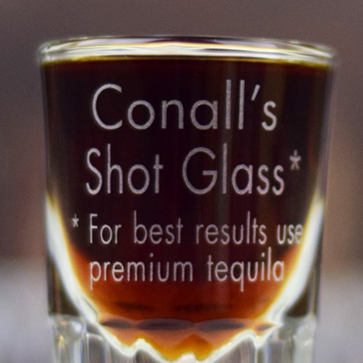 Personalized Shot Glass w/Custom Name & Phrase (Detail)