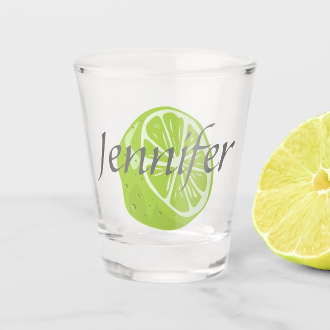 Personalized Shot Glass with Lime and Name (Front)