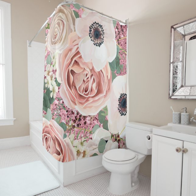 Personalized Shower Curtain Geometric Garden Rose (In Situ)